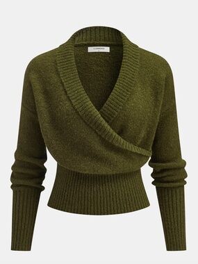 Commense Wrap Cardigan Sweater Knit Medium Brown